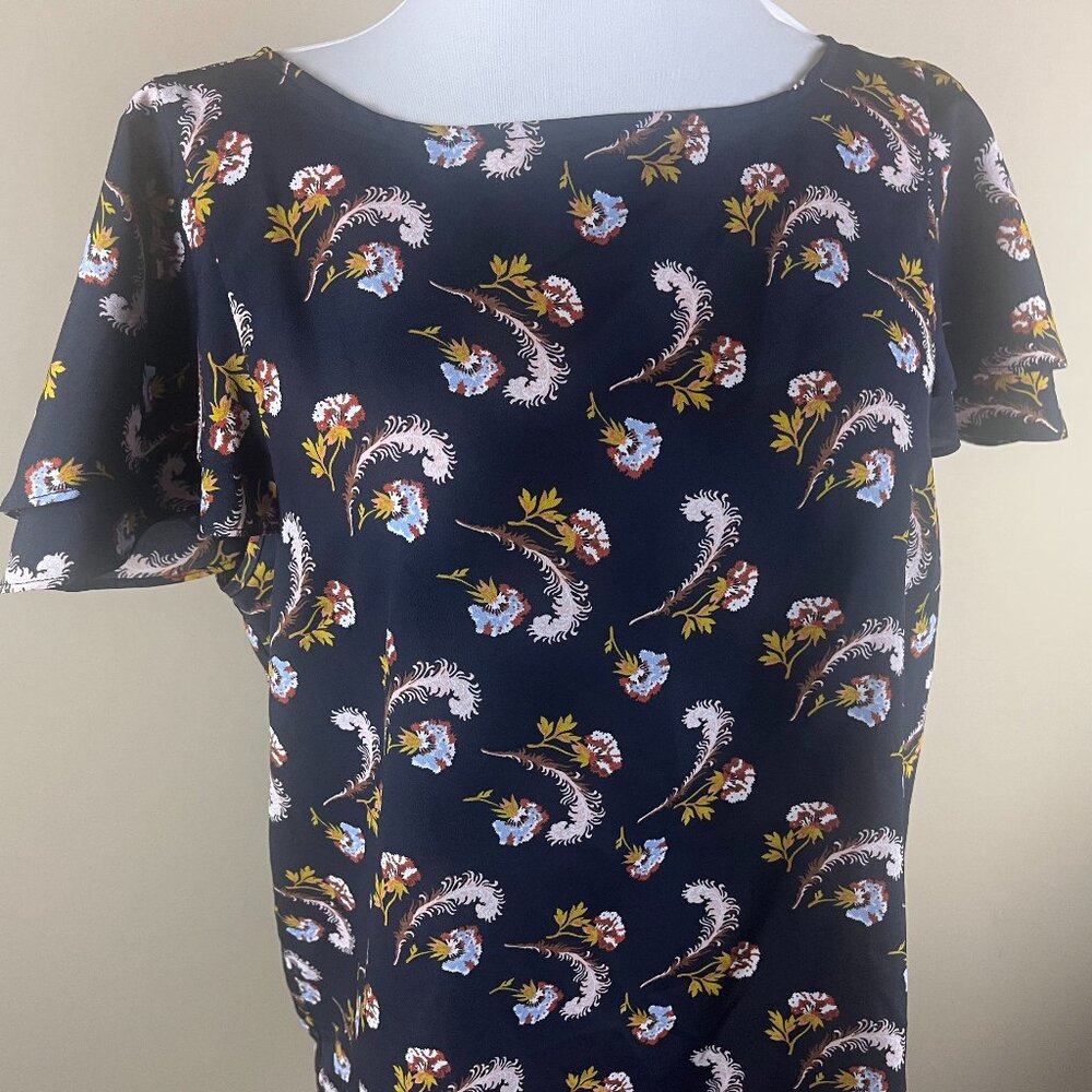 Banana Republic Short Sleeve Blouse Size M Black Pink, Floral Print